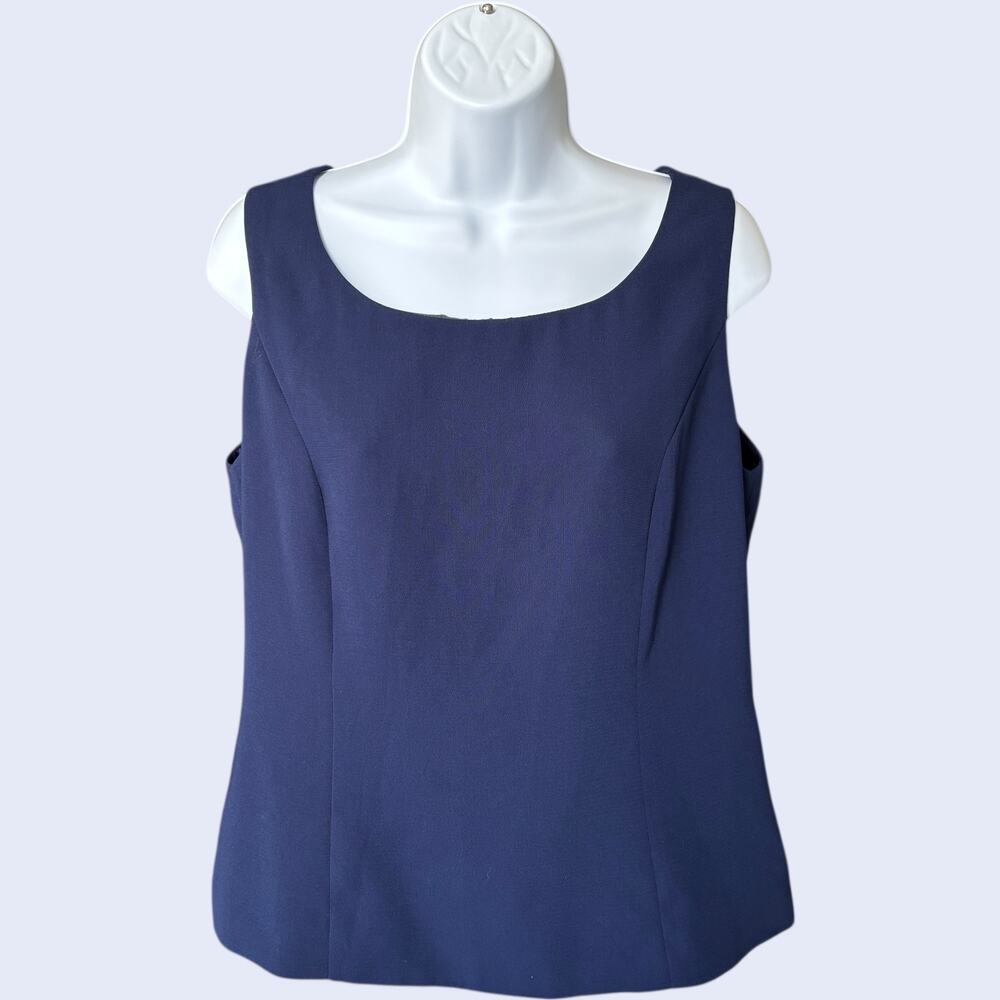 Unbranded Lined Sleeveless Shell Top Navy Scoop Neck Side Zip Minimalist